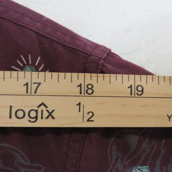 Eighty Eight* Men's Short Sleeve Button Down Curved Hem Print Shirt~ Size Large - Picture 6 of 11